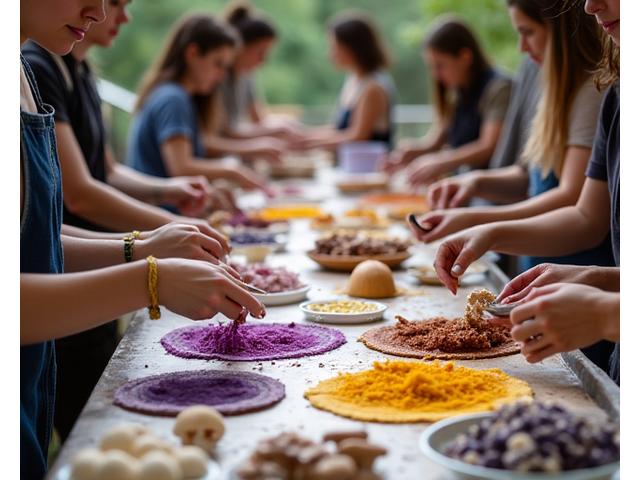Wild mushroom dyeing workshop with fabric art